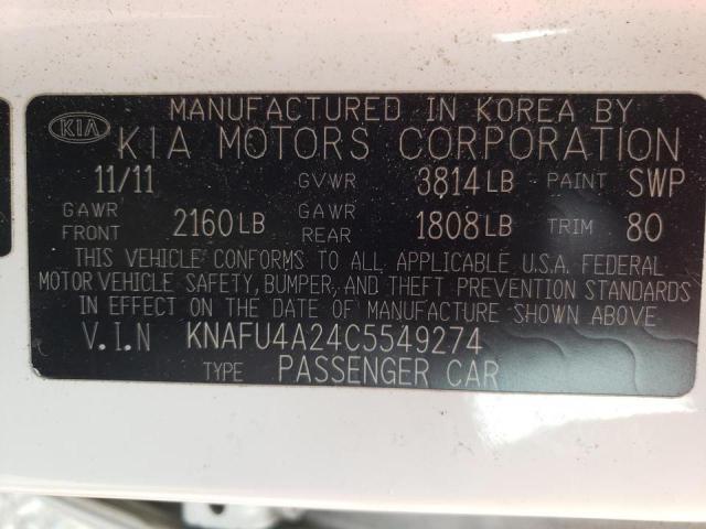 Photo 10 from auction – 2012 KIA FORTE EX with VIN KNAFU4A24C5549274