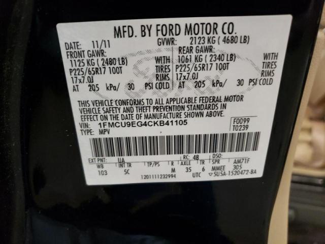 Photo 10 from auction – 2012 FORD ESCAPE LIM with VIN 1FMCU9EG4CKB41105