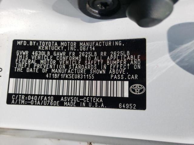 Photo 10 from auction – 2014 TOYOTA CAMRY L with VIN 4T1BF1FK5EU831155