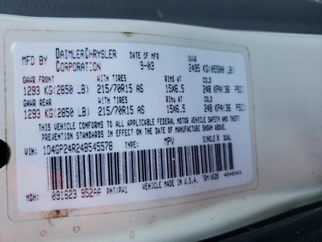 Photo 10 from auction – 2004 DODGE GRAND CARA with VIN 1D4GP24R24B545578