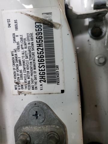 Photo 10 from auction – 2002 HONDA CIVIC LX with VIN 2HGES16652H569587