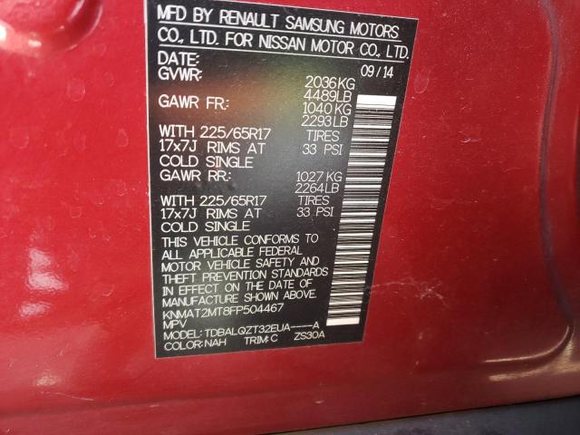 Photo 10 from auction – 2015 NISSAN ROGUE S with VIN KNMAT2MT8FP504467