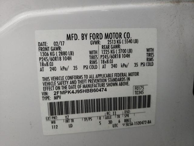 Photo 10 from auction – 2017 FORD EDGE SEL with VIN 2FMPK4J95HBB60474