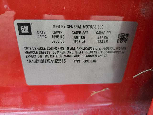 Photo 10 from auction – 2014 CHEVROLET SONIC LT with VIN 1G1JC5SH7E4165516
