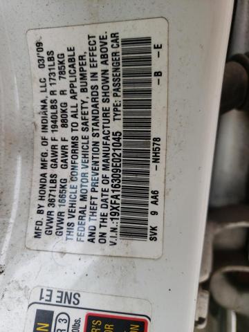 Photo 10 from auction – 2009 HONDA CIVIC VP with VIN 19XFA16309E021045