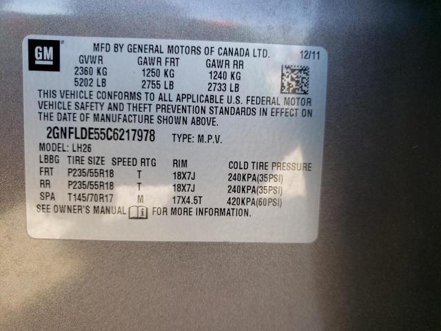 Photo 10 from auction – 2012 CHEVROLET EQUINOX LT with VIN 2GNFLDE55C6217978