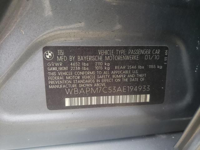 Photo 10 from auction – 2010 BMW 335 I with VIN WBAPM7C53AE194933