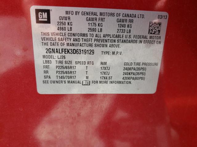 Photo 10 from auction – 2013 CHEVROLET EQUINOX LT with VIN 2GNALFEK3D6319129