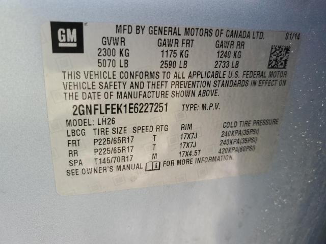 Photo 10 from auction – 2014 CHEVROLET EQUINOX LT with VIN 2GNFLFEK1E6227251