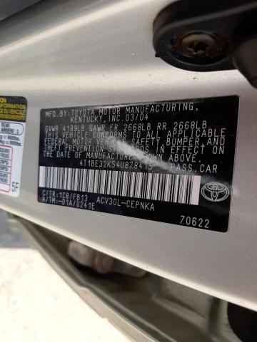 Photo 10 from auction – 2004 TOYOTA CAMRY LE with VIN 4T1BE32K54U878415