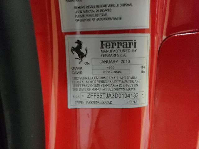 Photo 10 from auction – 2013 FERRARI CALIFORNIA with VIN ZFF65TJA3D0194132