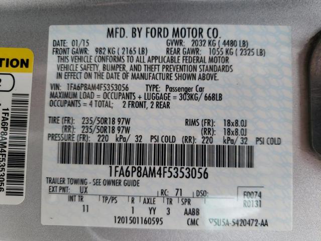 Photo 10 from auction – 2015 FORD MUSTANG with VIN 1FA6P8AM4F5353056