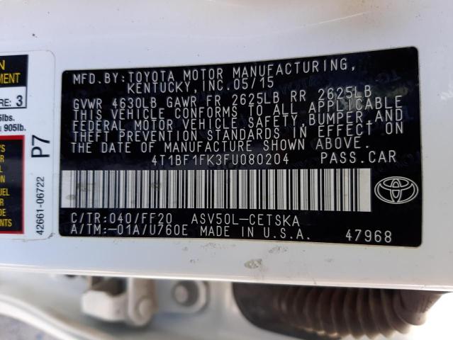 Photo 10 from auction – 2015 TOYOTA CAMRY LE with VIN 4T1BF1FK3FU080204