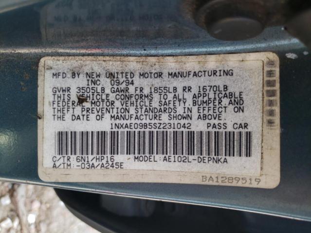 Photo 10 from auction – 1995 TOYOTA COROLLA LE with VIN 1NXAE09B5SZ231042