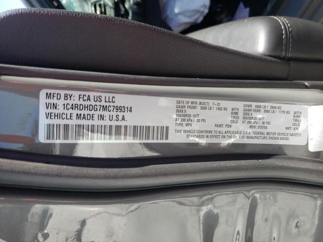 Photo 10 from auction – 2021 DODGE DURANGO GT with VIN 1C4RDHDG7MC799314