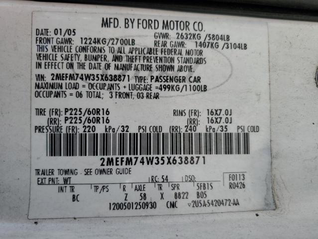 Photo 10 from auction – 2005 MERCURY GRAND MARQ with VIN 2MEFM74W35X638871