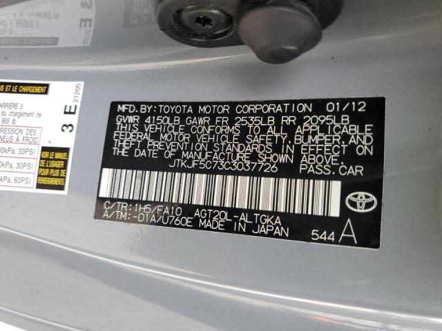 Photo 10 from auction – 2012 TOYOTA SCION TC with VIN JTKJF5C73C3037726