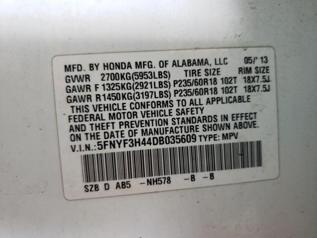 Photo 10 from auction – 2013 HONDA PILOT EX with VIN 5FNYF3H44DB035609
