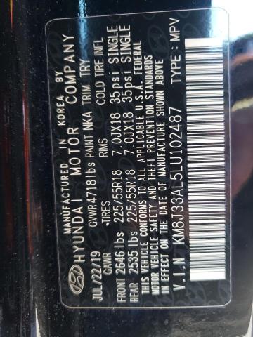 Photo 10 from auction – 2020 HYUNDAI TUCSON LIM with VIN KM8J33AL5LU102487