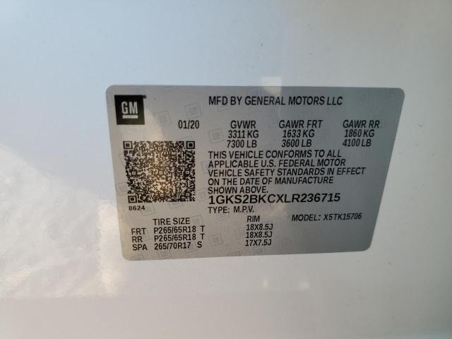 Photo 10 from auction – 2020 GMC YUKON SLT with VIN 1GKS2BKCXLR236715