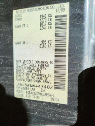 Photo 10 from auction – 2010 NISSAN ALTIMA BAS with VIN 1N4AL2AP1AN443402