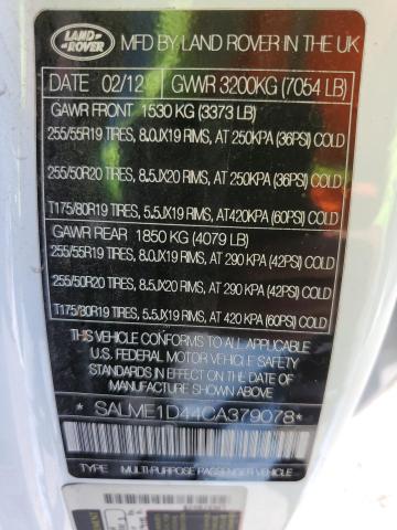 Photo 10 from auction – 2012 LAND ROVER RANGE ROVE with VIN SALME1D44CA379078