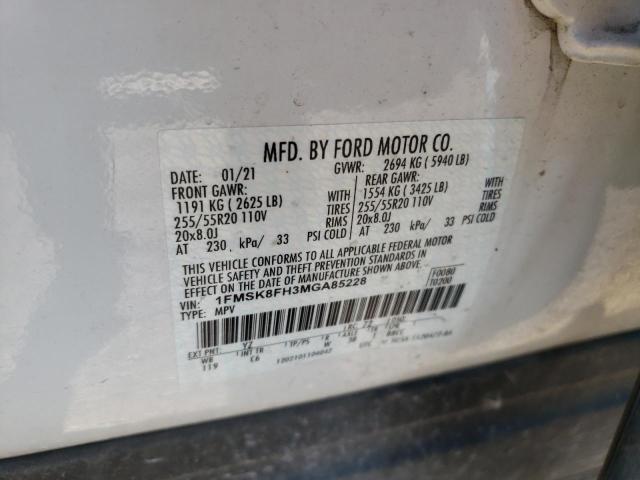 Photo 10 from auction – 2021 FORD EXPLORER L with VIN 1FMSK8FH3MGA85228