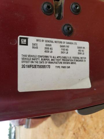 Photo 10 from auction – 2005 CHEVROLET IMPALA with VIN 2G1WF52E759395170