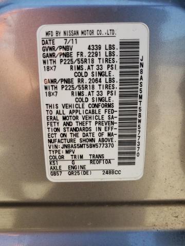 Photo 10 from auction – 2011 NISSAN ROGUE S with VIN JN8AS5MT5BW577370