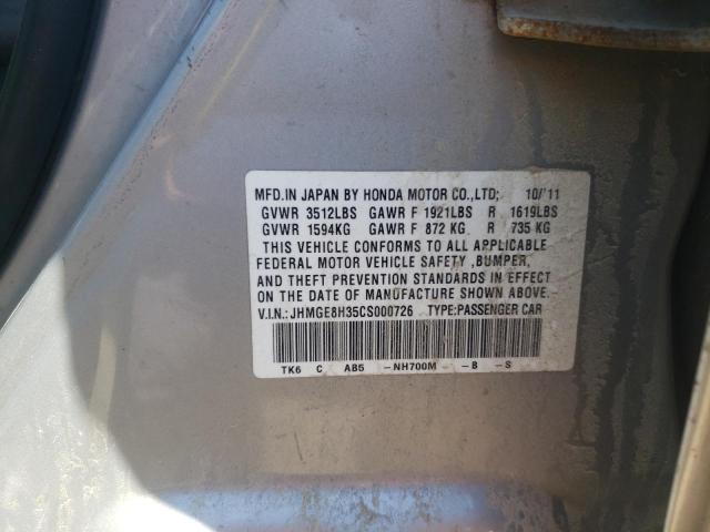 Photo 10 from auction – 2012 HONDA FIT with VIN JHMGE8H35CS000726