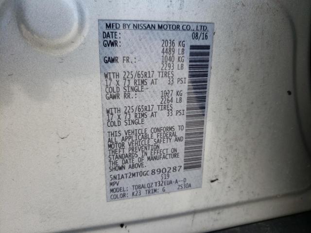 Photo 10 from auction – 2016 NISSAN ROGUE S with VIN 5N1AT2MT0GC890287