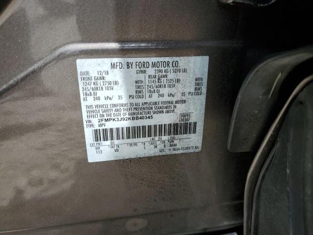 Photo 10 from auction – 2019 FORD EDGE SEL with VIN 2FMPK3J92KBB40345