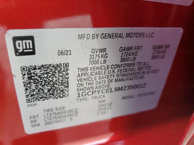 Photo 10 from auction – 2021 CHEVROLET SILVERADO with VIN 1GCPYCEL5MZ350012