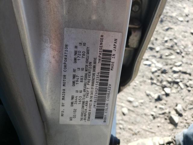 Photo 10 from auction – 2002 MAZDA PROTEGE DX with VIN JM1BJ226X21583354