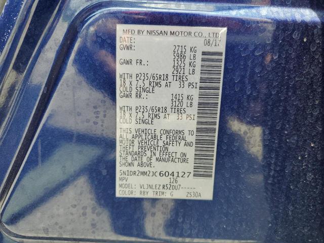 Photo 10 from auction – 2018 NISSAN PATHFINDER with VIN 5N1DR2MM2JC604127
