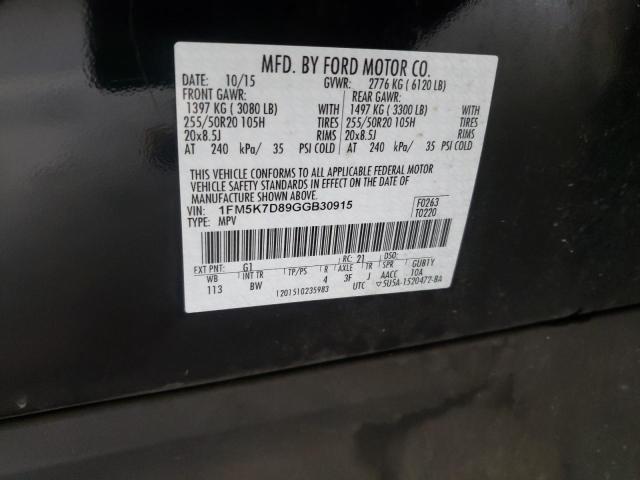 Photo 10 from auction – 2016 FORD EXPLORER X with VIN 1FM5K7D89GGB30915