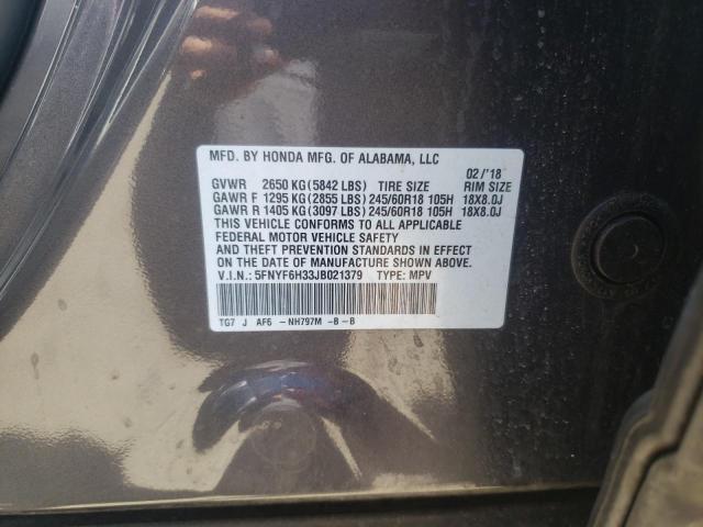 Photo 10 from auction – 2018 HONDA PILOT EX with VIN 5FNYF6H33JB021379