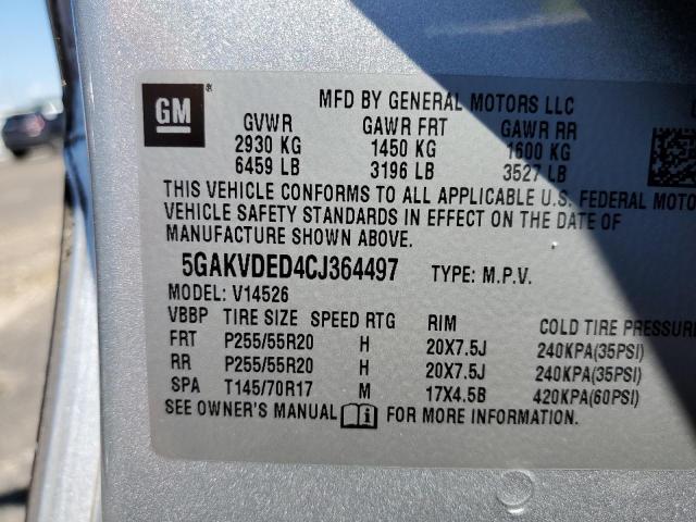 Photo 10 from auction – 2012 BUICK ENCLAVE with VIN 5GAKVDED4CJ364497