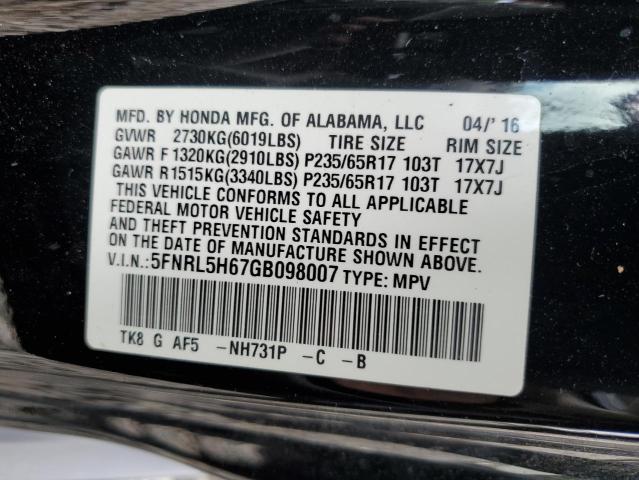 Photo 10 from auction – 2016 HONDA ODYSSEY EX with VIN 5FNRL5H67GB098007