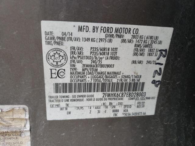 Photo 10 from auction – 2014 FORD FLEX SEL with VIN 2FMHK6C87EBD28003