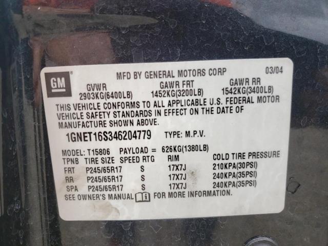 Photo 10 from auction – 2004 CHEVROLET TRAILBLAZE with VIN 1GNET16S346204779
