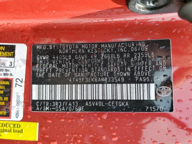 Photo 10 from auction – 2010 TOYOTA CAMRY BASE with VIN 4T4BF3EK6AR033549