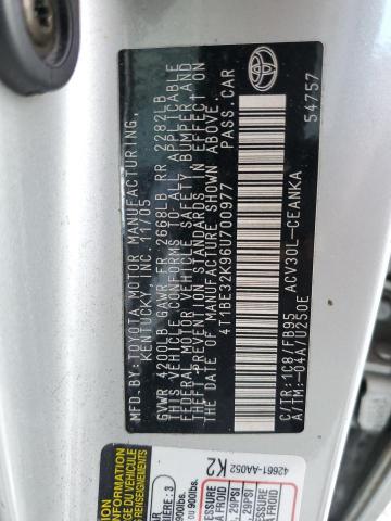 Photo 10 from auction – 2006 TOYOTA CAMRY LE with VIN 4T1BE32K96U700977