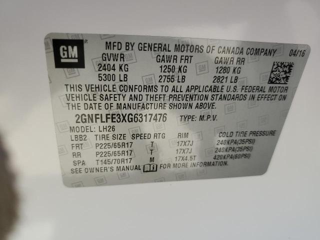 Photo 10 from auction – 2016 CHEVROLET EQUINOX LT with VIN 2GNFLFE3XG6317476