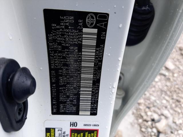 Photo 10 from auction – 2018 TOYOTA COROLLA L with VIN 2T1BURHEXJC051434