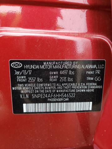 Photo 10 from auction – 2017 HYUNDAI SONATA SE with VIN 5NPE24AF6HH546522