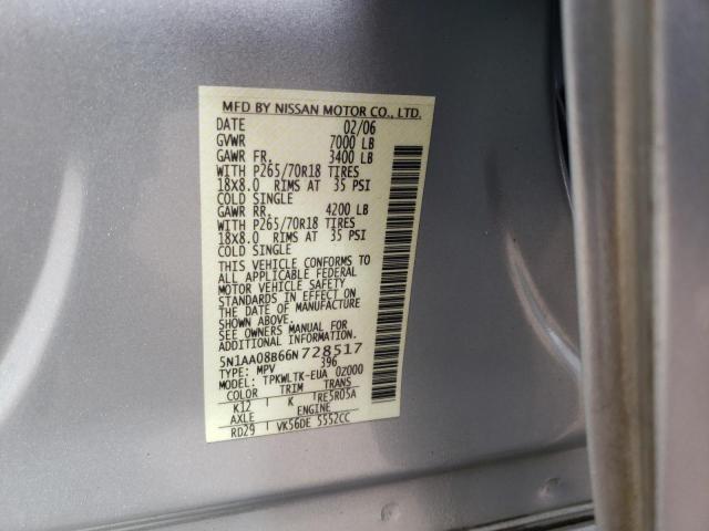 Photo 10 from auction – 2006 NISSAN ARMADA SE with VIN 5N1AA08B66N728517