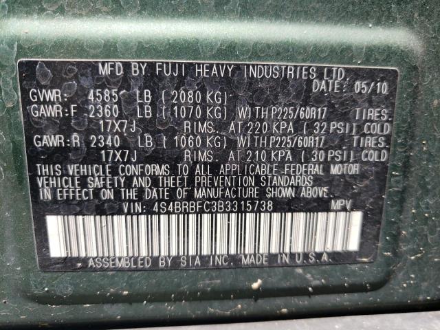 Снимка 10 от търг – 2011 SUBARU OUTBACK 2. с VIN 4S4BRBFC3B3315738
