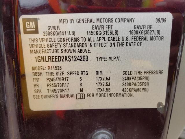 Photo 10 from auction – 2010 CHEVROLET TRAVERSE L with VIN 1GNLREED2AS124263