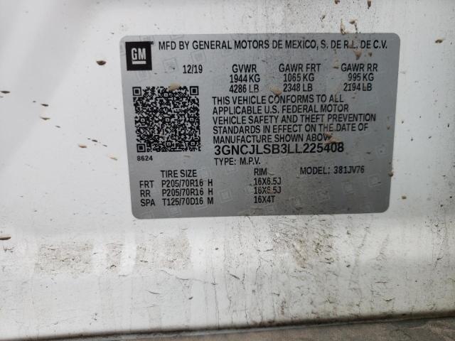 Photo 10 from auction – 2020 CHEVROLET TRAX 1LT with VIN 3GNCJLSB3LL225408